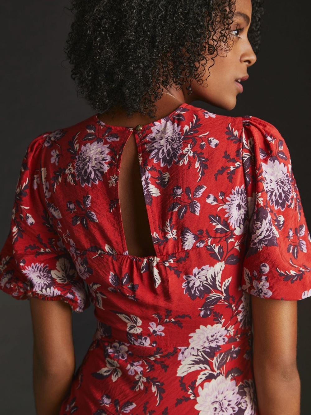 Maeve Red Floral High-Low Midi Dress - Picture 4 of 11